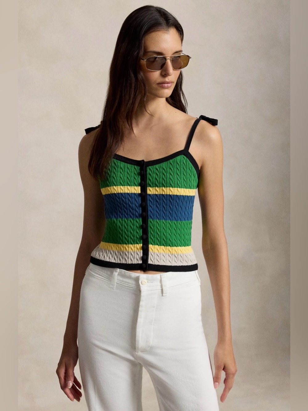 Polo Ralph Lauren Stripe Cotton Cable-Knit Sweater Camisole – Large NWT